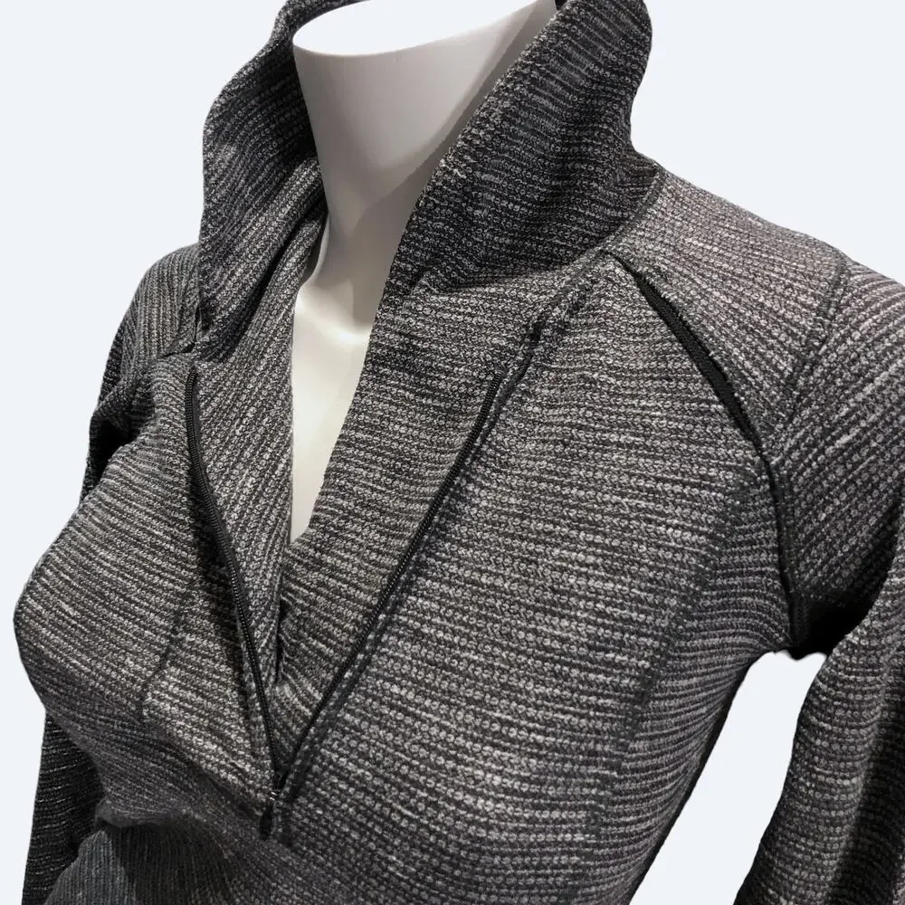 Lululemon Think Fast Pullover 1/4 Zip Gray Black Running Top Womens 6